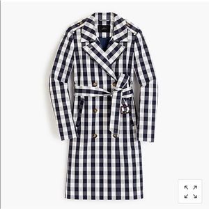 J.Crew navy white plaid trench
